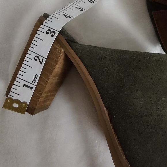 Splendid Olive Genuine Suede Slip-On Roberta Stacked Heel Mules - Picture 9 of 14